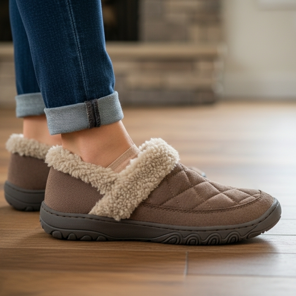 Jambu Aubrey Quilted Sherpa-Lined Slip-On Slippers - Brown